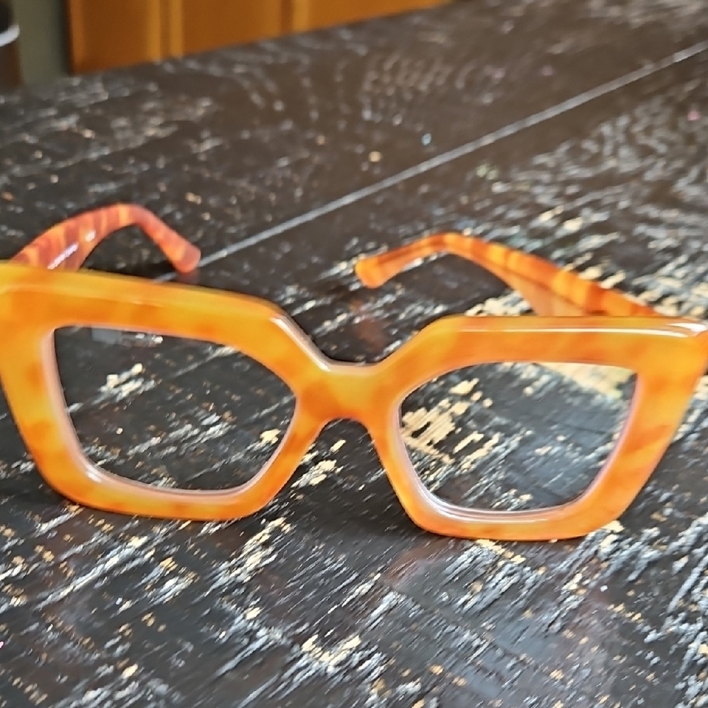 RYAN SIMKHAI Bold NEW Orange Reading Glasses 2.50 Strength Geometric Glasses